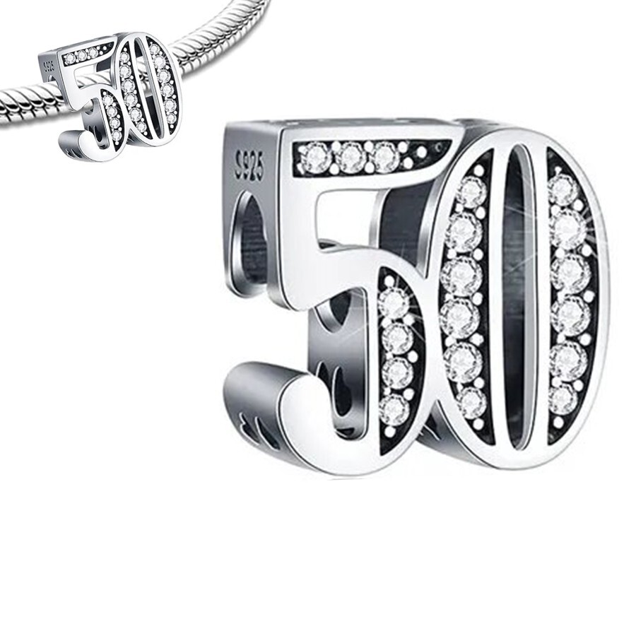 Happy 50Th S925 Sterling Silver Bracelet Charm