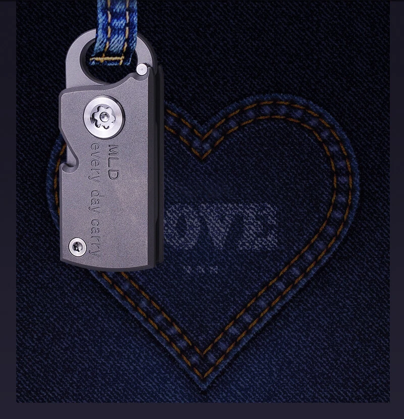 D2 Blade Titanium Knife Hook Mini Pocket EDC Tool Survival Folding Belt Keychain