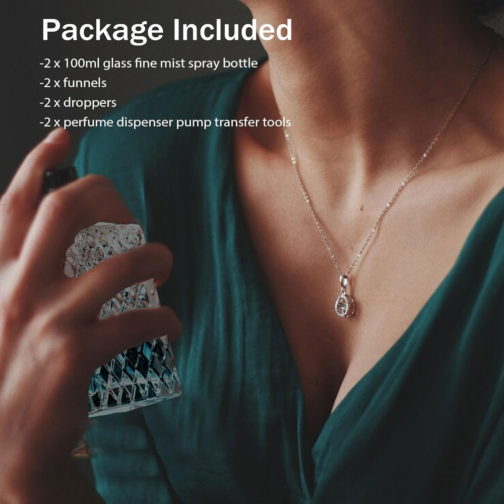 6 Pack Refillable Spray Bottles Perfume Atomizer, 100ML 3.4Oz Glass Empty Fine M