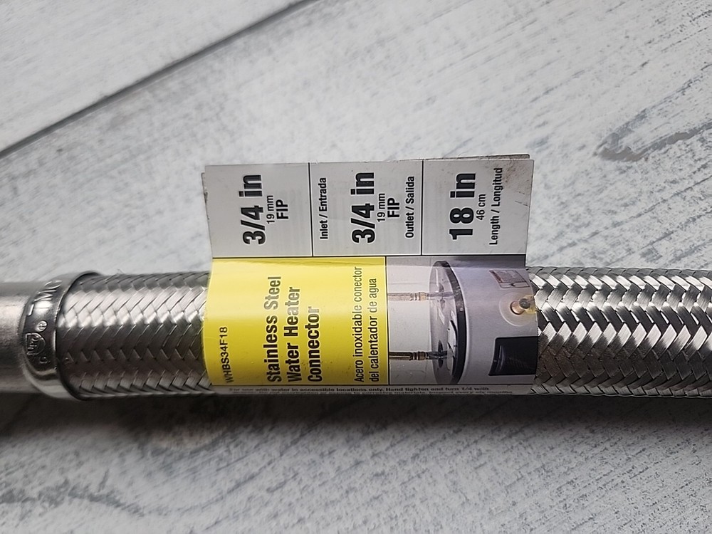 Apollo 18" 3/4- FIP In x 3/4" FIP Out Stainless Steel Water Heater Connector NEW