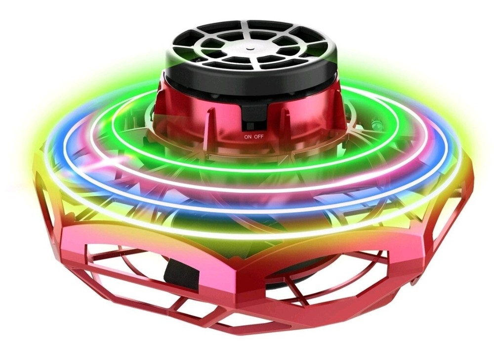 Hyper Toy Cyber Spin Motorized Mini 3'' Red Flying Disc with LED Light 360° Spin