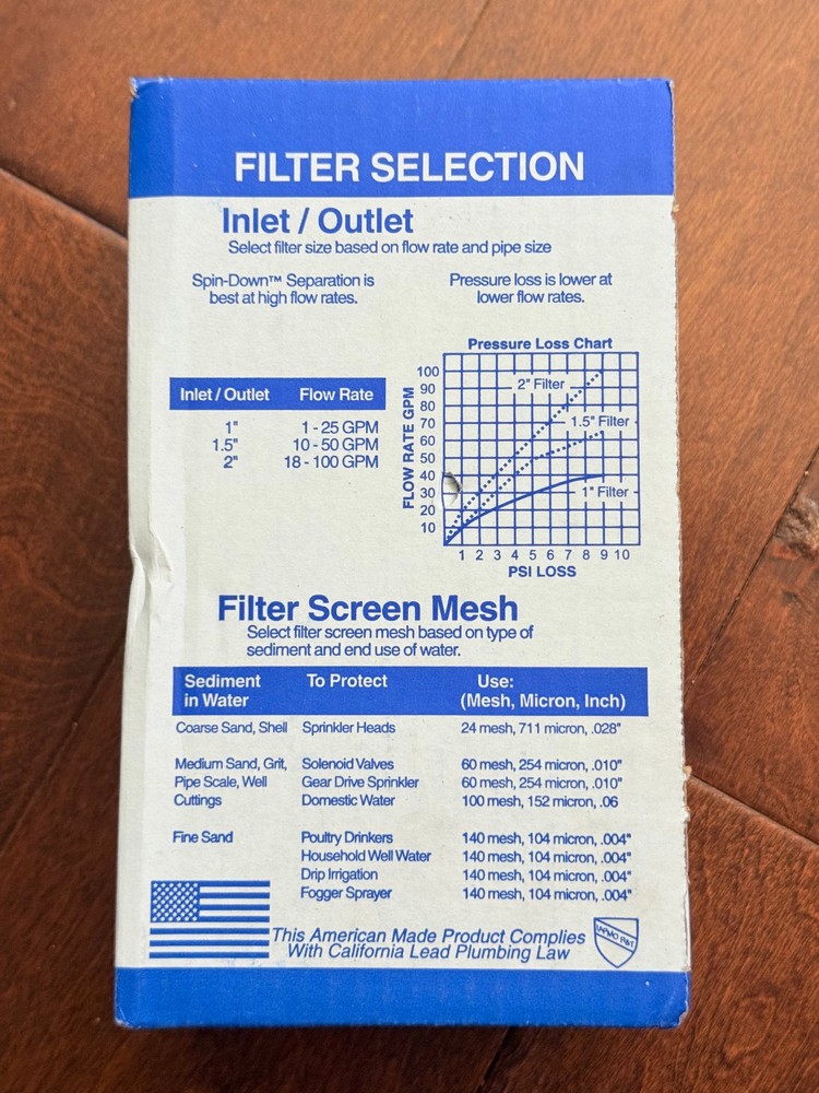Rusco 1-60-F 1" Spin-Down Sediment Filter