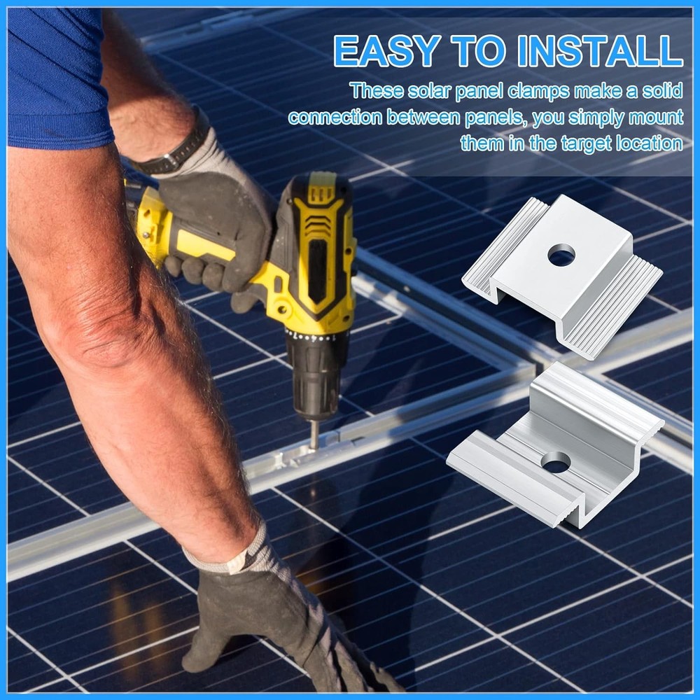 12 Pack Solar Panel Mid Clamps 1.06 Inch Solar Panel Bracket Aluminium M