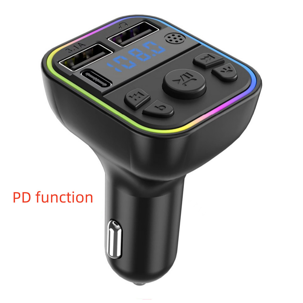 Car FM Transmitter Adapter Bluetooth 5.0 Type-C Dual USB Fast Charger Adapter