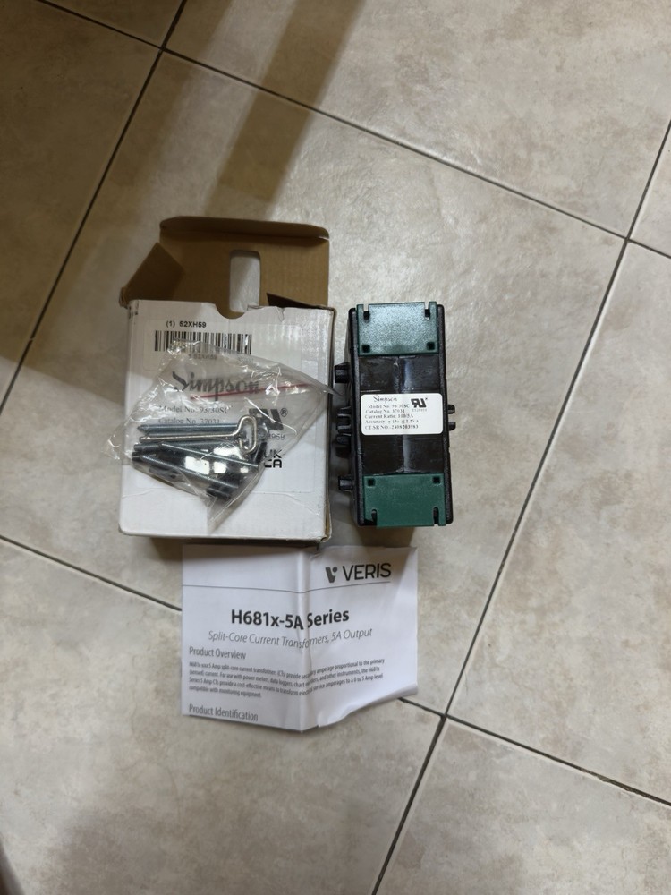 SIMPSON ELECTRIC Split Core Current Transformer: 100 A Primary Current - Max