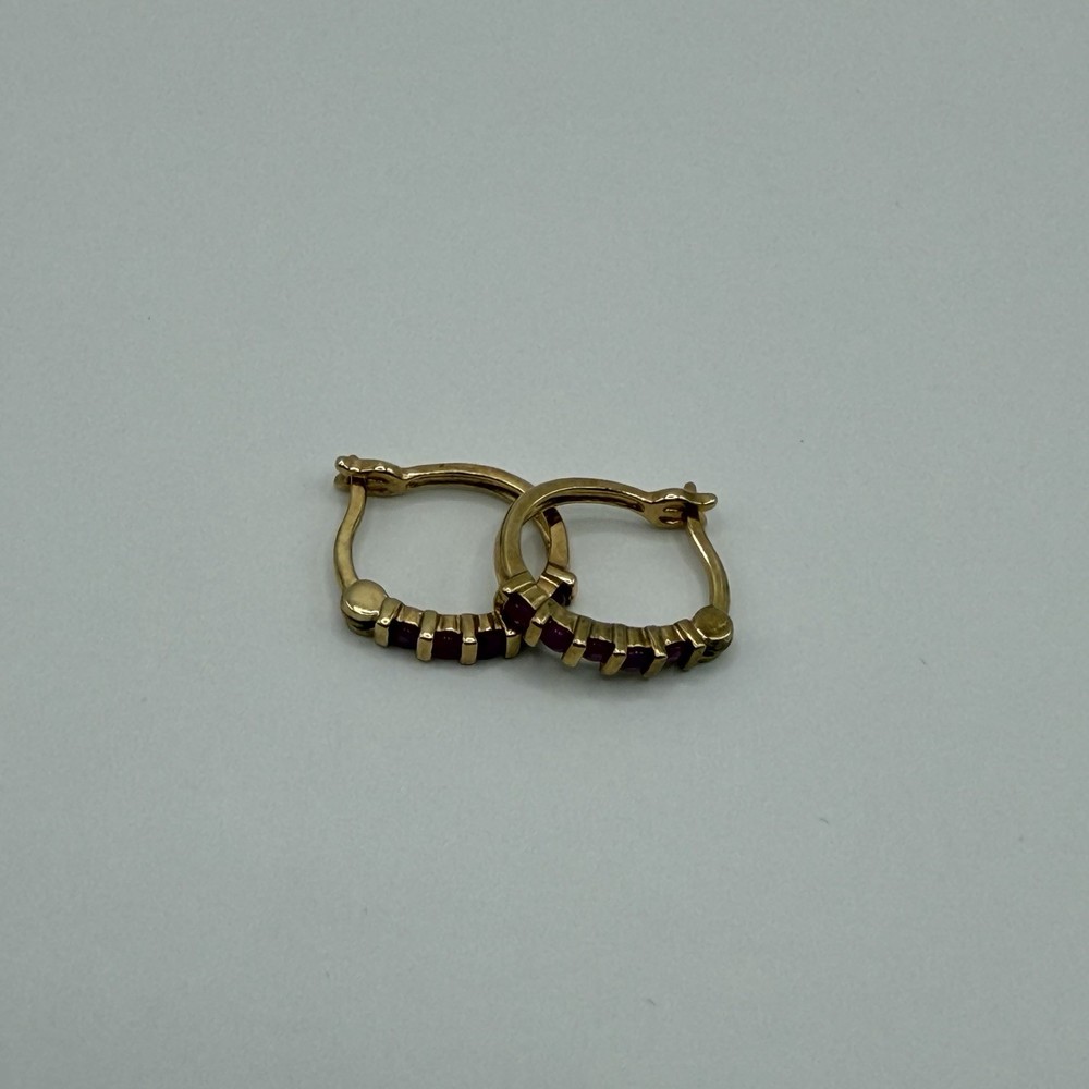 925 Sterling Silver Ruby Earrings Marked Saddleback Closure Vintage Pair