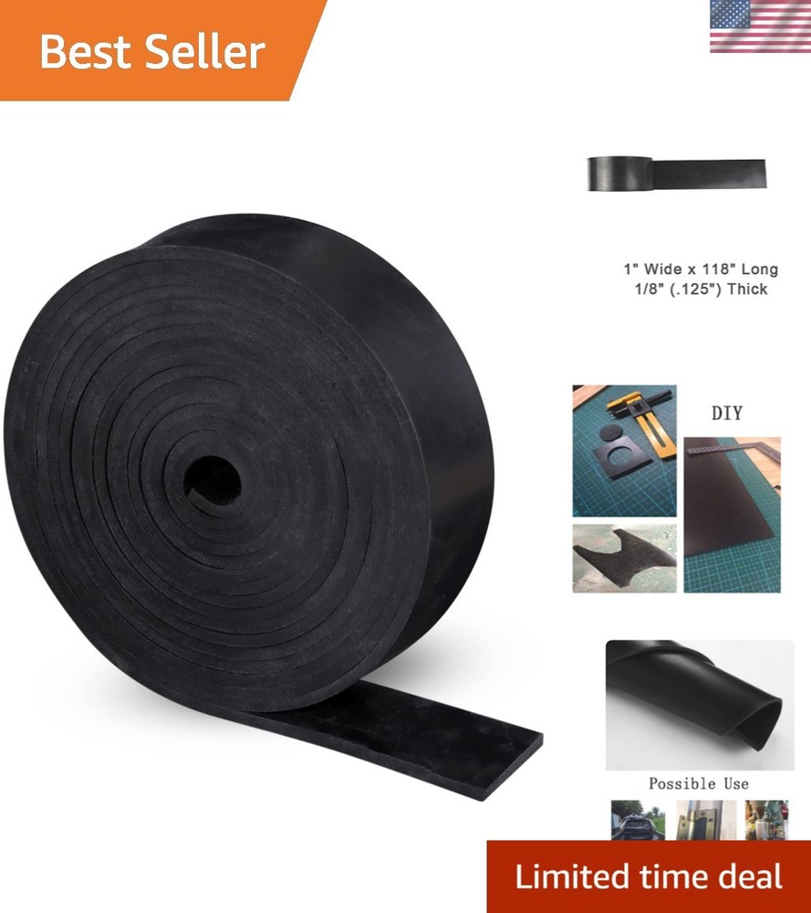 Solid Rubber Strips 1/8" .125" Thick x 1" Wide x 120" Long, Thin Neoprene Rub...