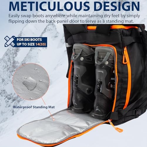 Ski Boot Bag, 70L Snowboard Boot Backpack, Waterproof Ski Boot Bag Backpack,