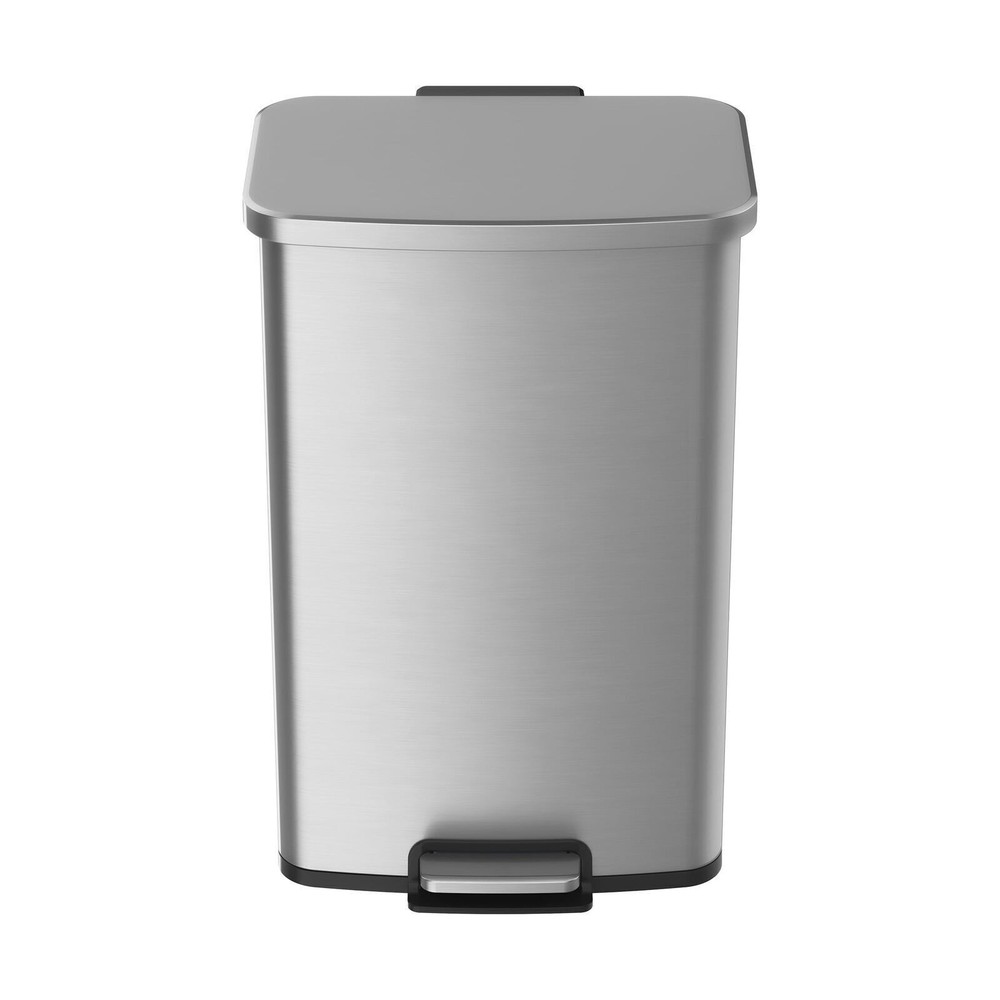 13.2 Gal Rectangular Step On Trash Garbage Can Durable Stainless Steel Kitchen