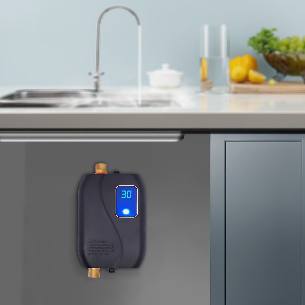 3000W Instant Mini Water Heater, IPX4 Waterproof, 68-122°F, Overheat Protection