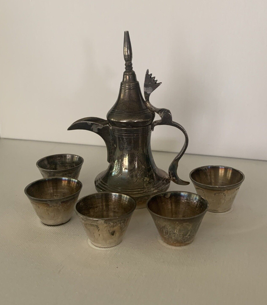 VINTAGE ETCHED MIDDLE EASTERN COFFEE TEA SET