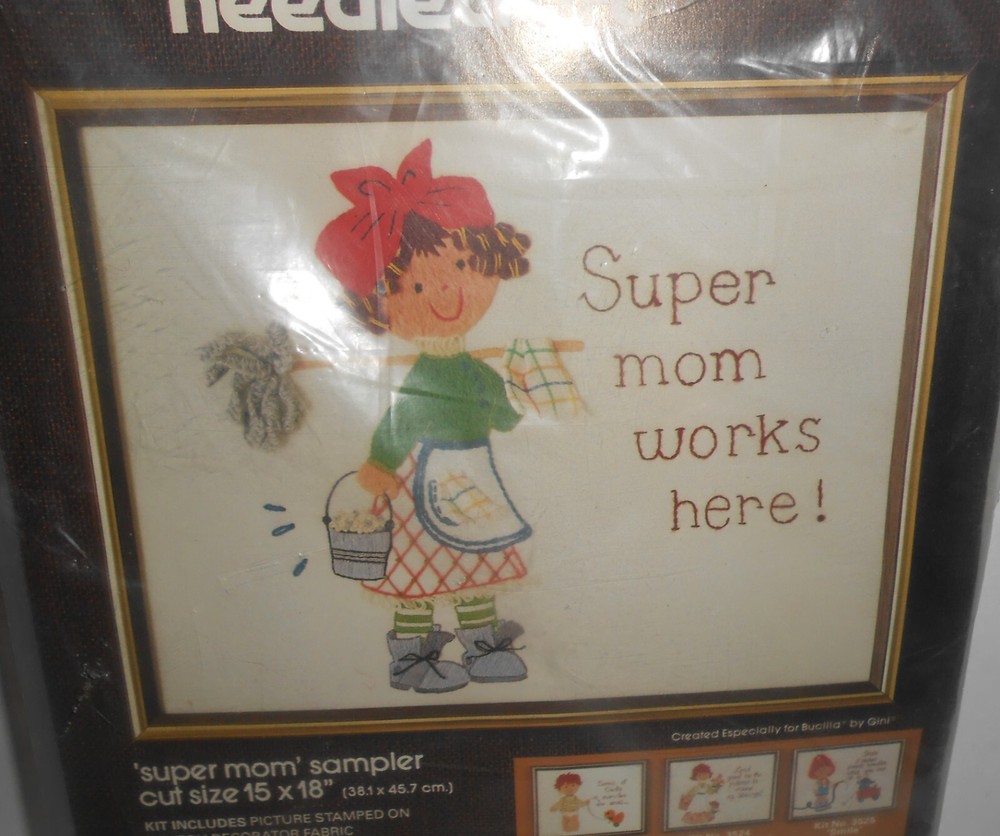 Bucilla Needlecraft Kit #3527 'SUPER MOM' SAMPLER