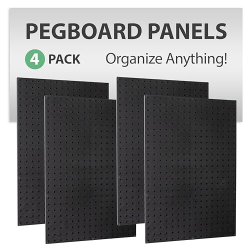 Black Plastic Pegboard Panels – 96” Wide Garage Tool Pegboard Wall Mount