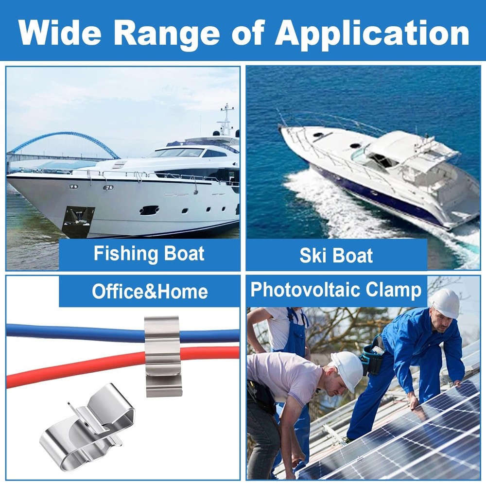 Trailer Frame Wire Clips Solar Panel Wire Clips 304 Stainless Steel Clips 200...