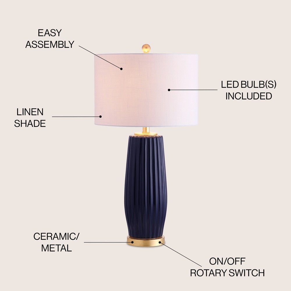 May 28.5" Ceramic LED Table Lamp, Navy by JONATHAN Y