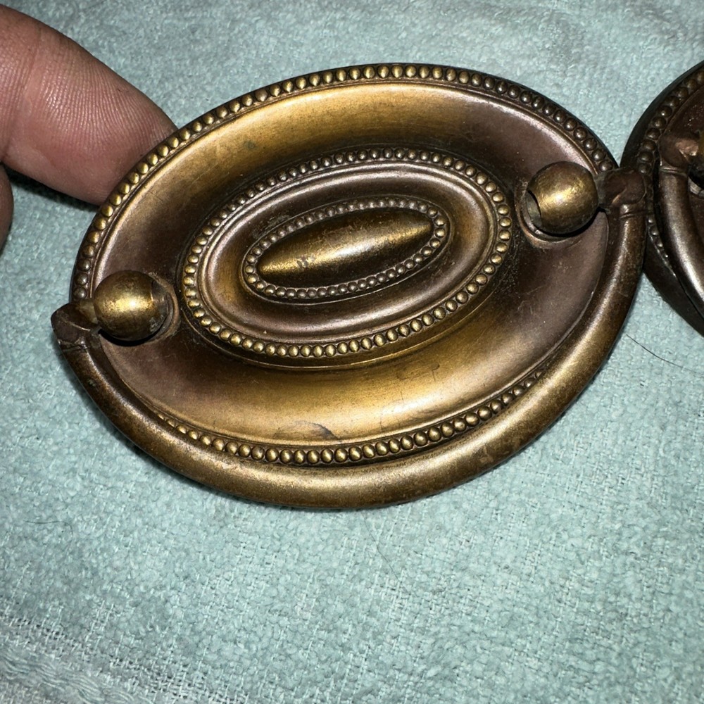 4 Vintage Tin Drawer Pulls Drop Handles Reclaimed Hardware Nice Patina