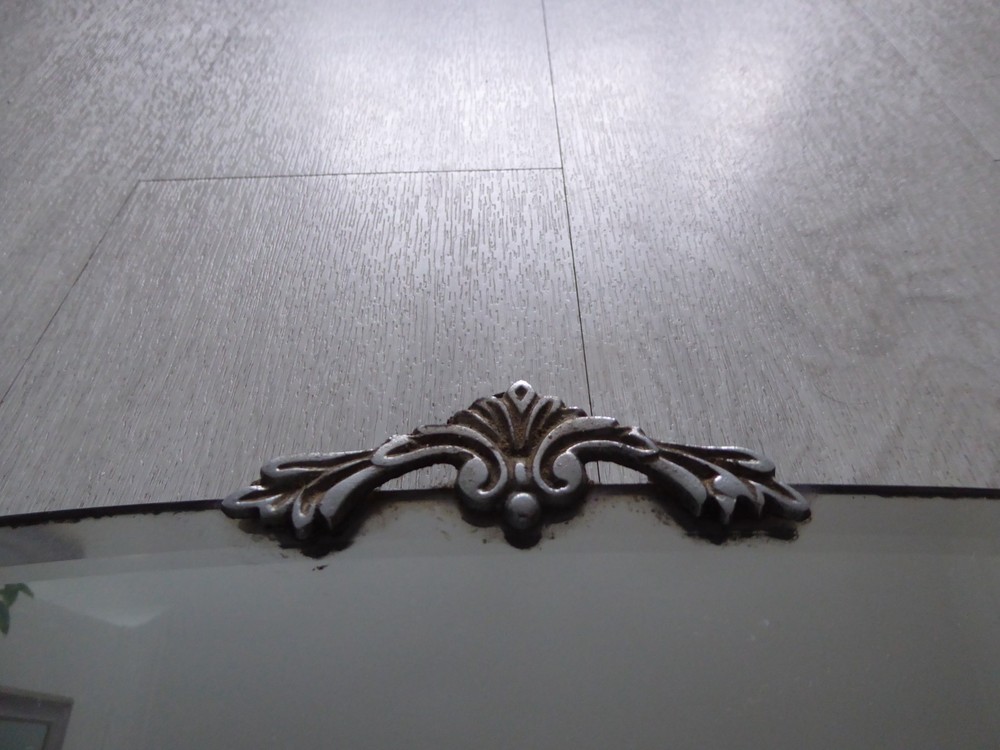 Vintage Bevelled Edge Wall Mirror with Hanging Chain & Solid Wood Back