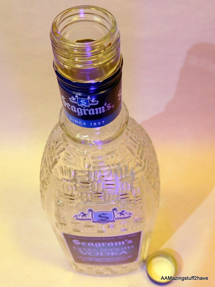 Seagram’s Extra Smooth EMPTY 750ml Vodka Bottle Clear Texture Glass 11" Tall DIY