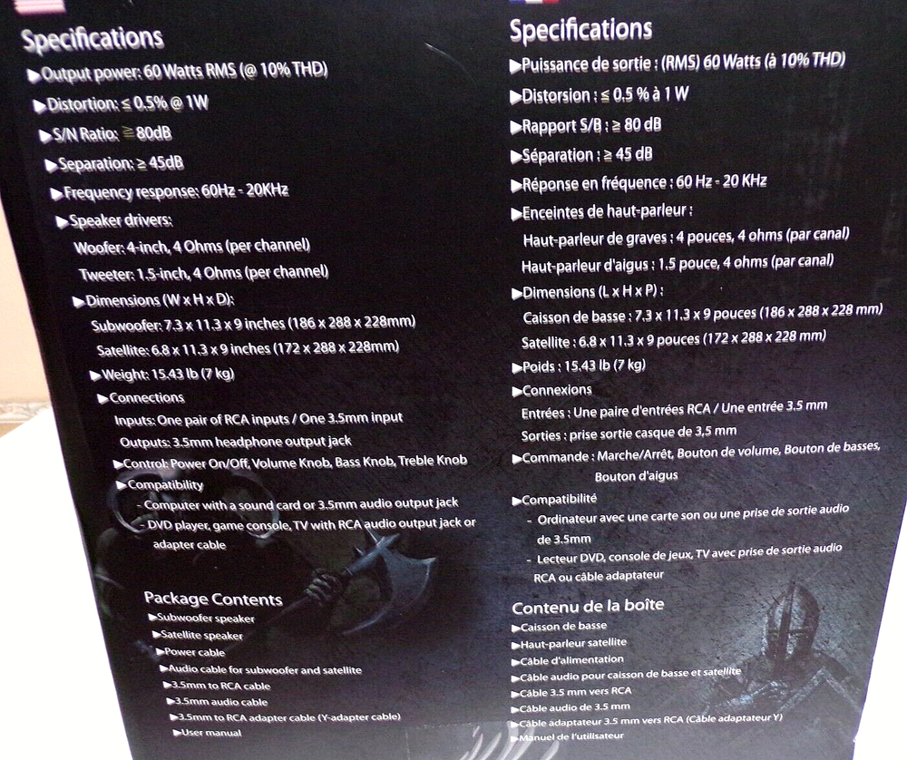 Rosewill SP-7260 2 Pc. PC, TV, & Gaming 2.0 Speaker System NIB