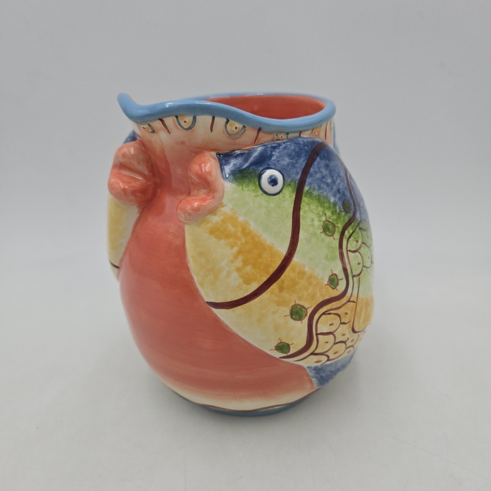 Multi Colored Fish Ceramic Pitcher by Bella Casa ( Ganz ) | Double Sided