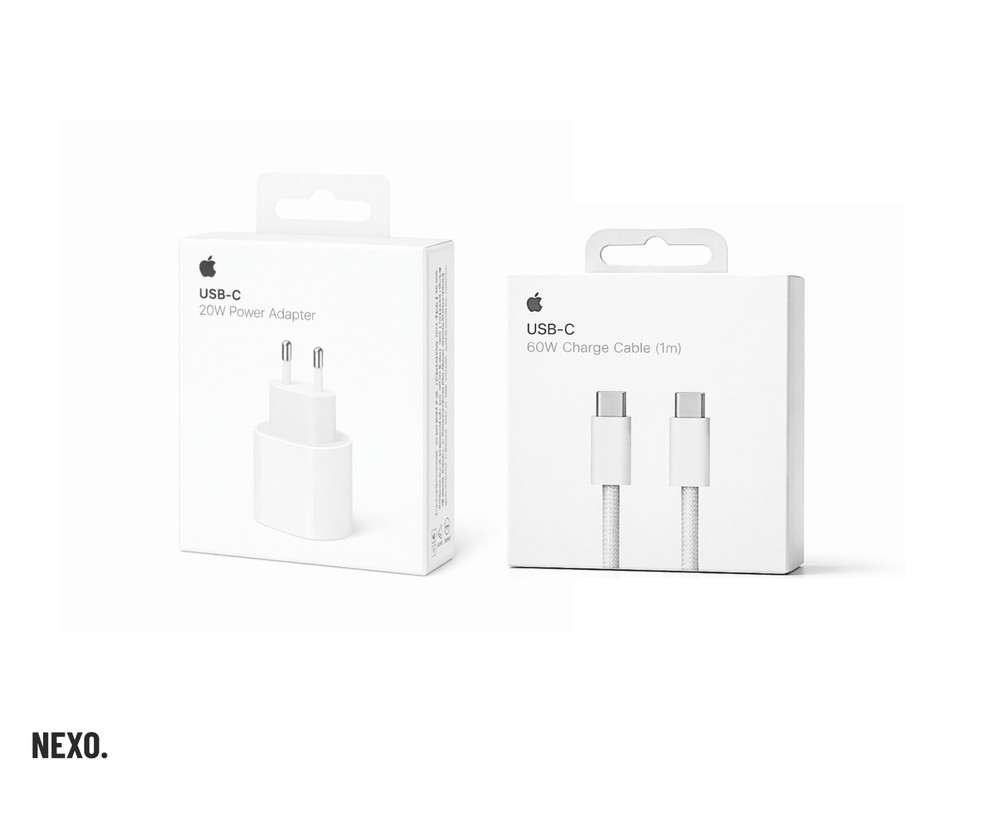 Genuine Apple 20W USB-C Power Adapter + USB-C to USB-C Cable 1m | Bundle