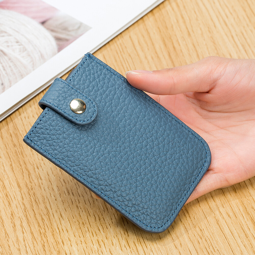 Safe RFID Leather Minimalist Slim Wallets Multi Card Holder Purse with Pull Tab