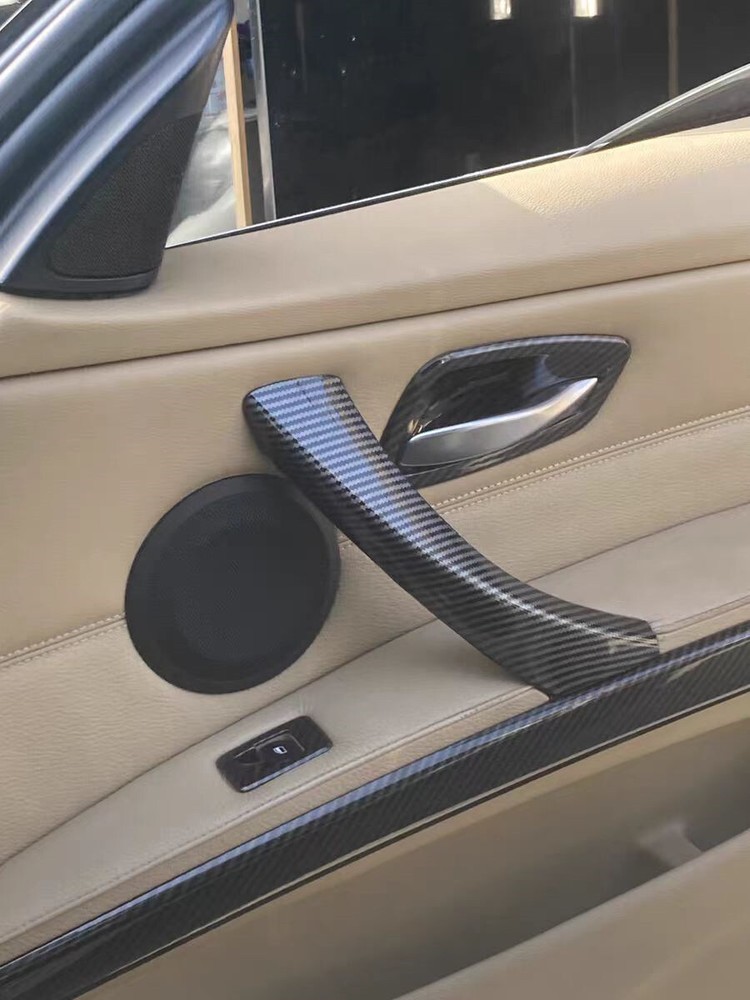 Carbon Interior Door Handle Cover Pull Trim For BMW E90 E91 328i 325i 2005-2012