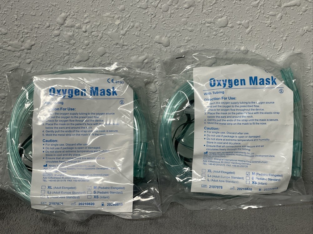 (2) NEW PEDIATRIC ELONGATED OXYGEN MASK