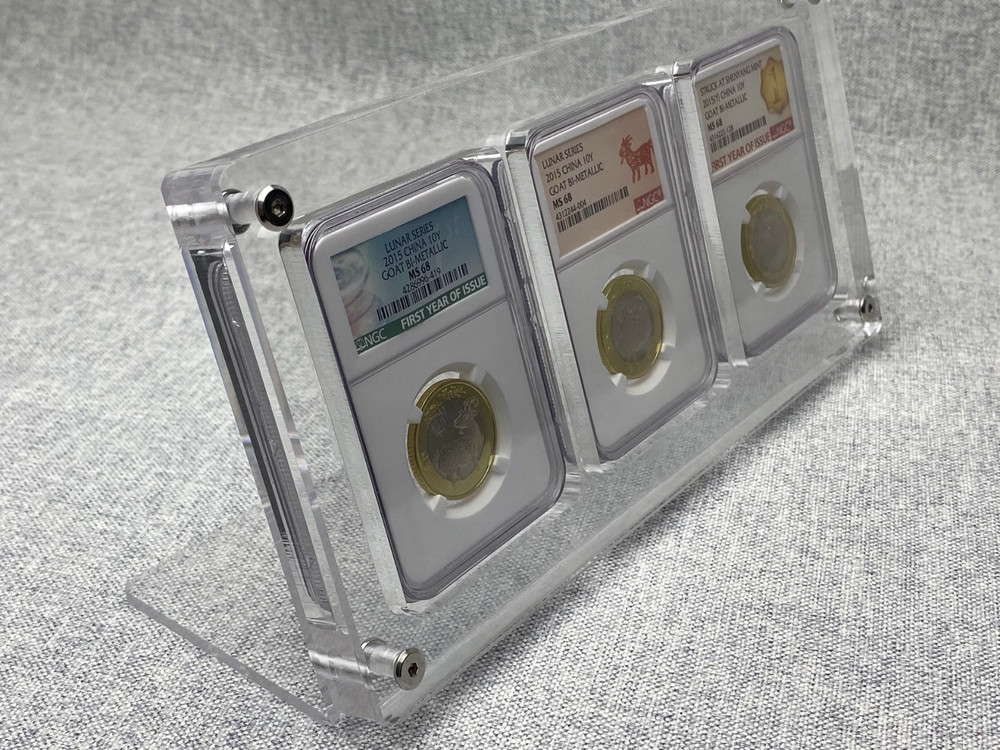 3 Grids ANACS/NGC/PCGS Acrylic Display Frame Protector Case w Integrated Stand