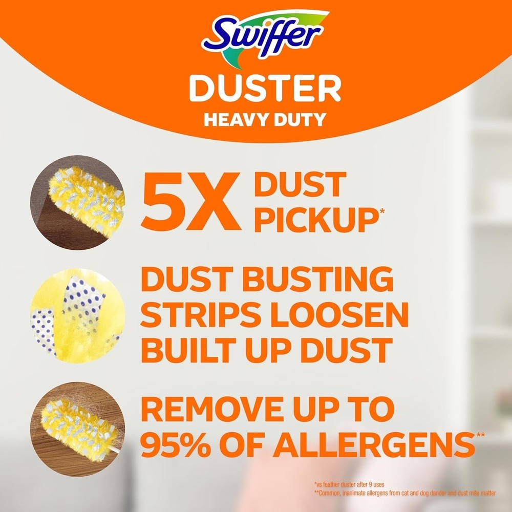 Swiffer Duster Heavy Duty 3 ft Extendable Handle Starter Kit with 3 Refills