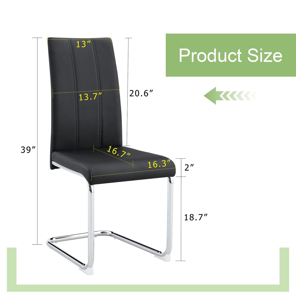 4-Pack Black PU Upholstered Dining Chairs - Modern High-Back Side Chairs with