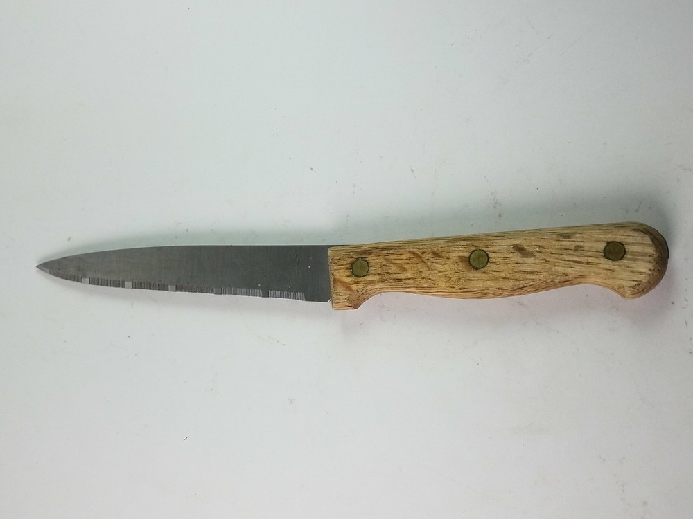 Stainless Kitchen Serrated Blade Utility Knife Wood Handle
