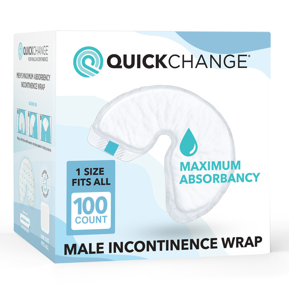 QuickChange Men's Incontinence Wrap | Maximum Absorbency | One-Size | 100 Count