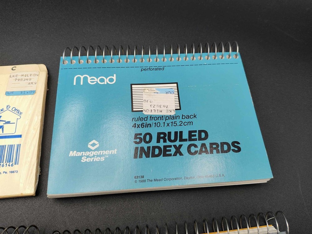 NOS 3 MEAD Wirebound 4" x 6" Index Cards (50 Each) plus Spring Index Guide Pack
