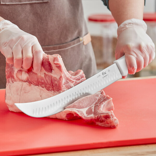 Choice Granton Edge Cimeter Knife with White Handle (select size below)