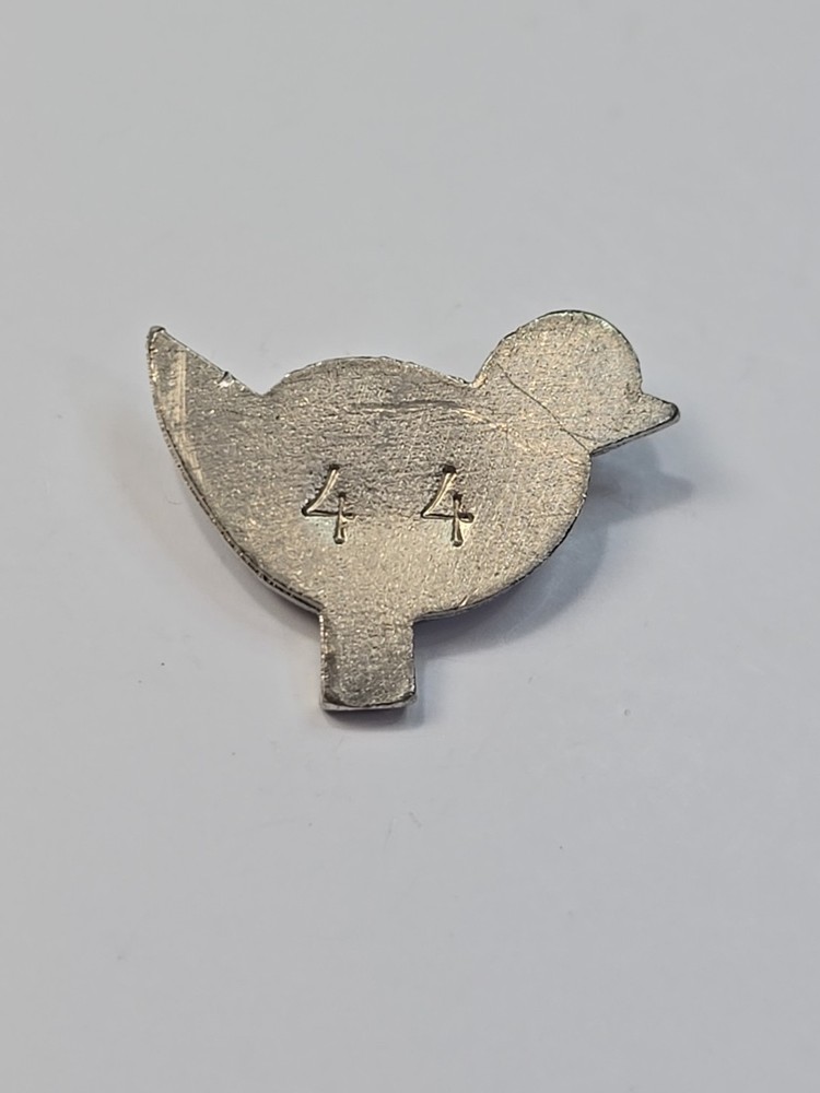Sid Bell Lapel Pin Bird With Number 44 Small Size Silver Color Metal