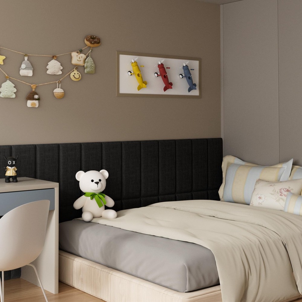 Upholstered Wall Mounted Headboard, Acoustic Panel, Peel & Stick Wall Padding...