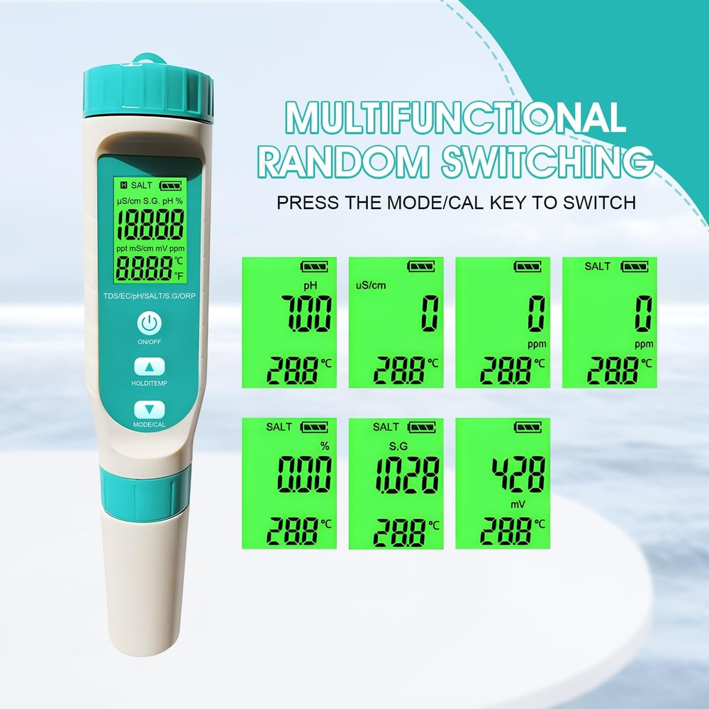 PH/TDS/EC/ORP/S.G/Salinity/Temp Meter with Water Tester Pen PH Test Salinity ...