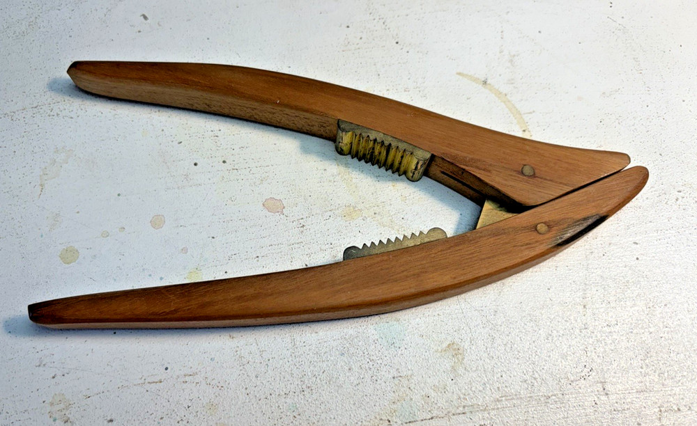 Vintage Danish Modern Nutcracker Wood with Brass