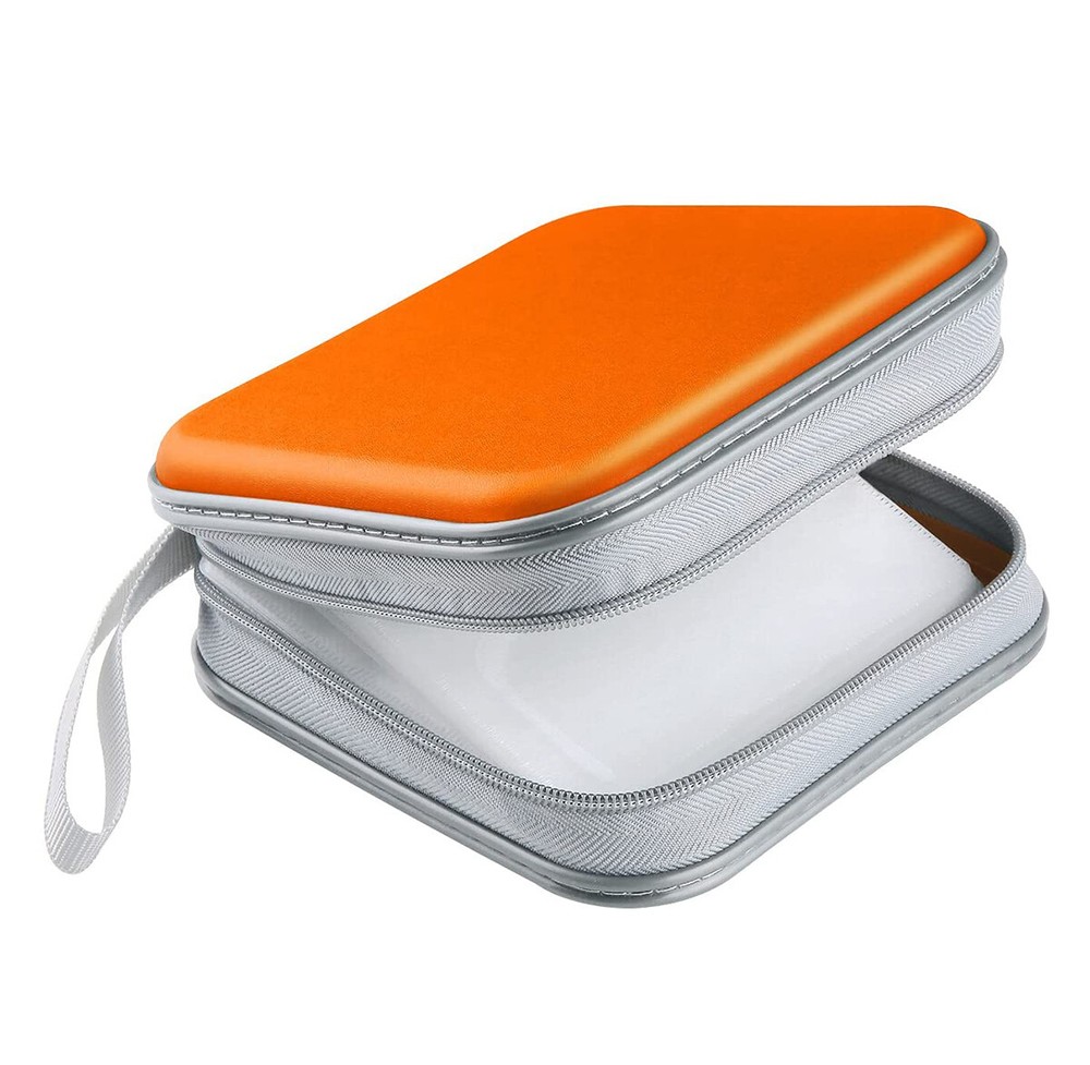 34 Disc CD/DVD Case Holders Wallet Hard Plastic Disc Cases Storage Binder Orange
