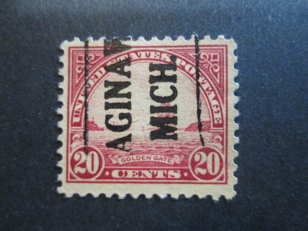 *EXTREMELLY RARE ERROR Sc # 698 ~ 20 C Precancel, FIRST LETTER MISSING SAGINAW*