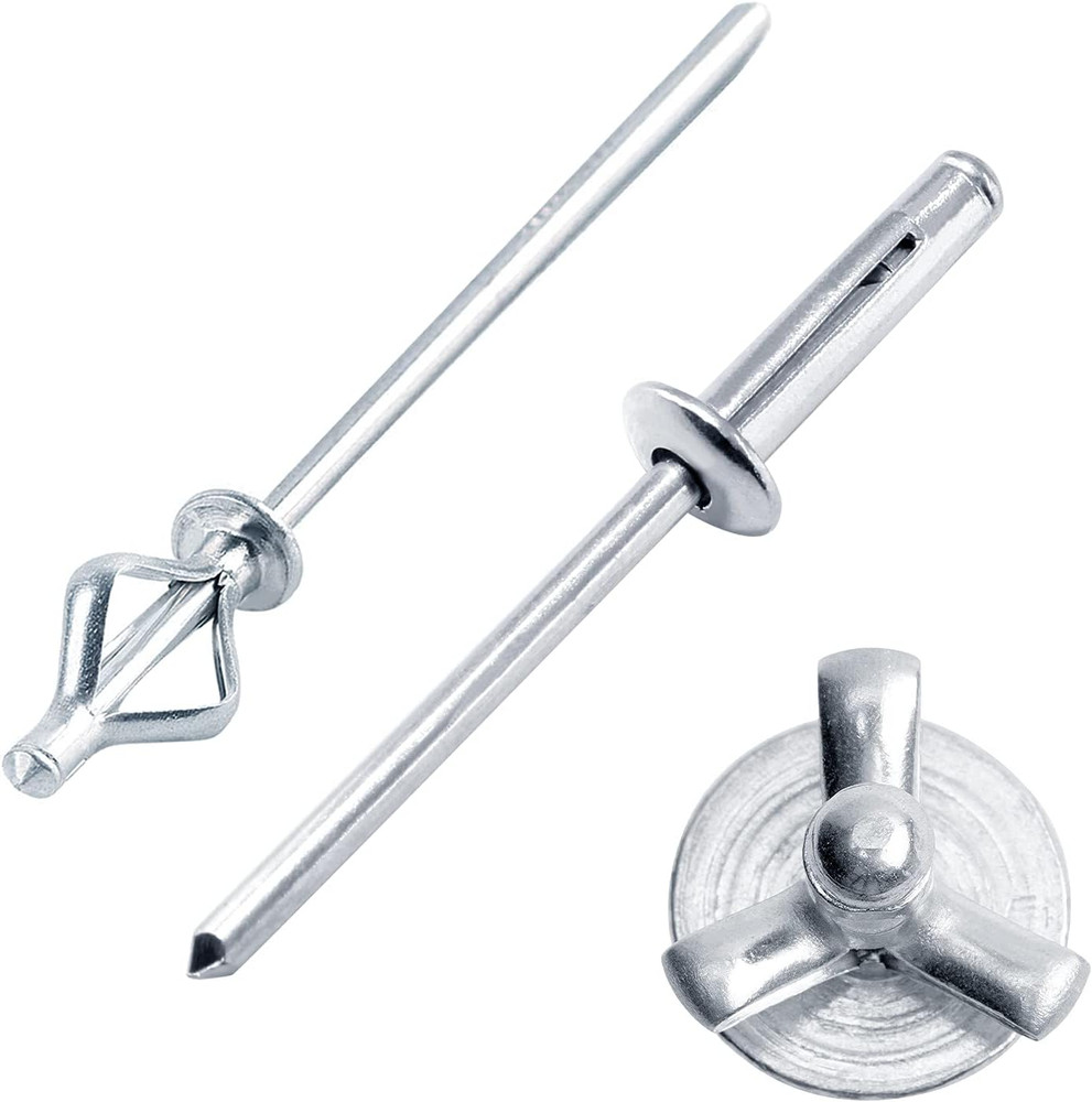 3/16" X 1" Trifold Exploding Pop Rivets, Solid Aluminum Tri Grip Rivets Bulb Sty