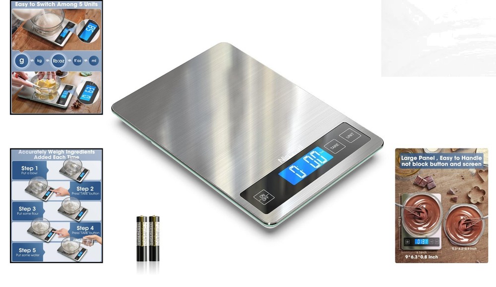 22lb Digital Kitchen Scale - Precise 1g/0.1oz Graduation for Cooking & Baking