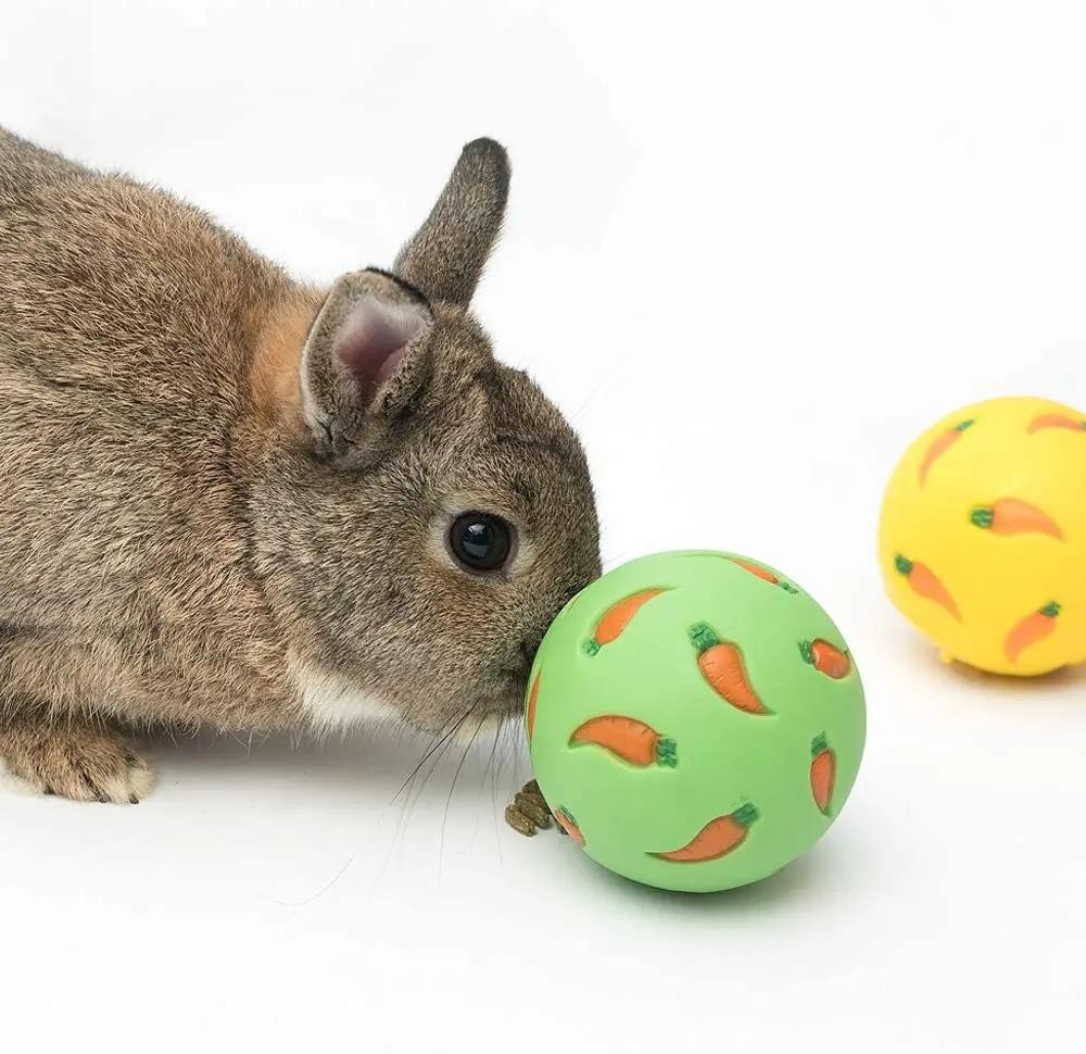 1pc Rabbit Treat Ball Slow Feeder Interactive Bunny Snack Toy