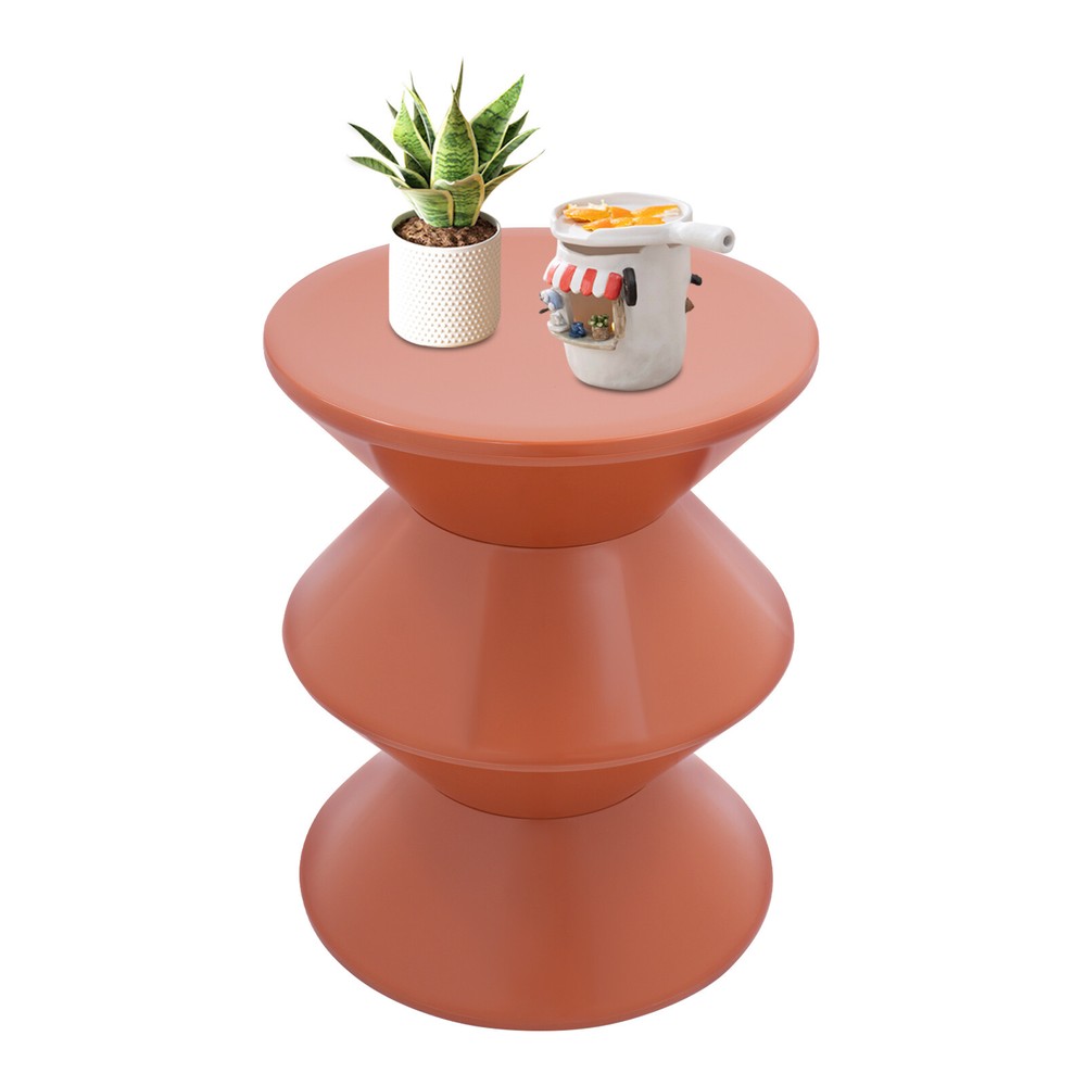 Orange Round Side Table Coffee End Table Nightstand Home Décor Stool Heavy Duty