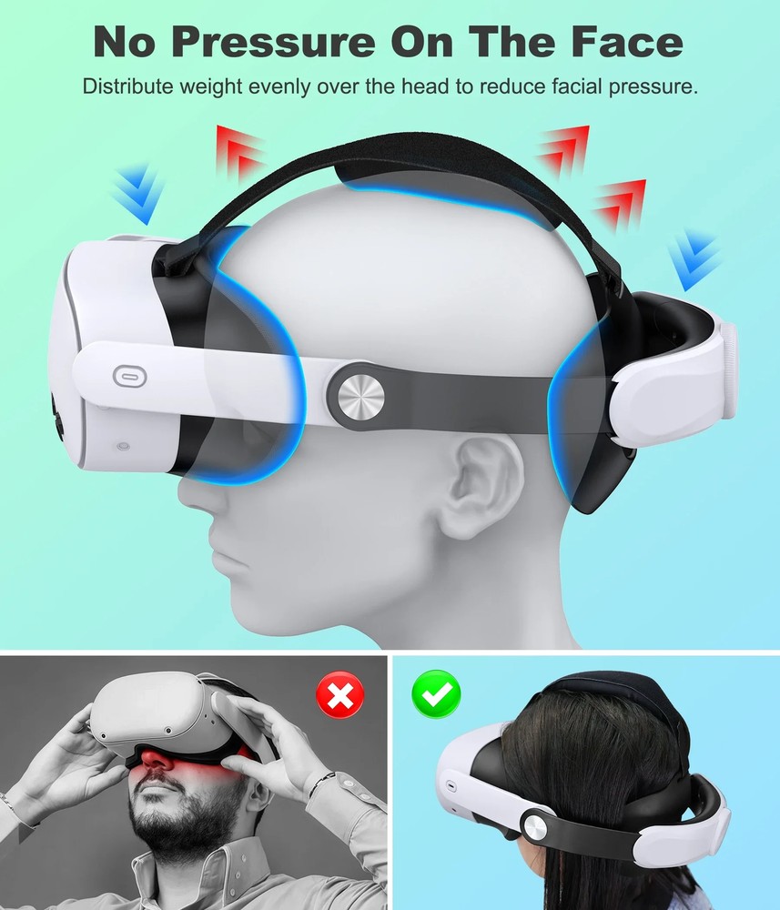 for VR Headset Accessories Adjustable Head Strap for Meta Quest 3s/3/2 Headstrap