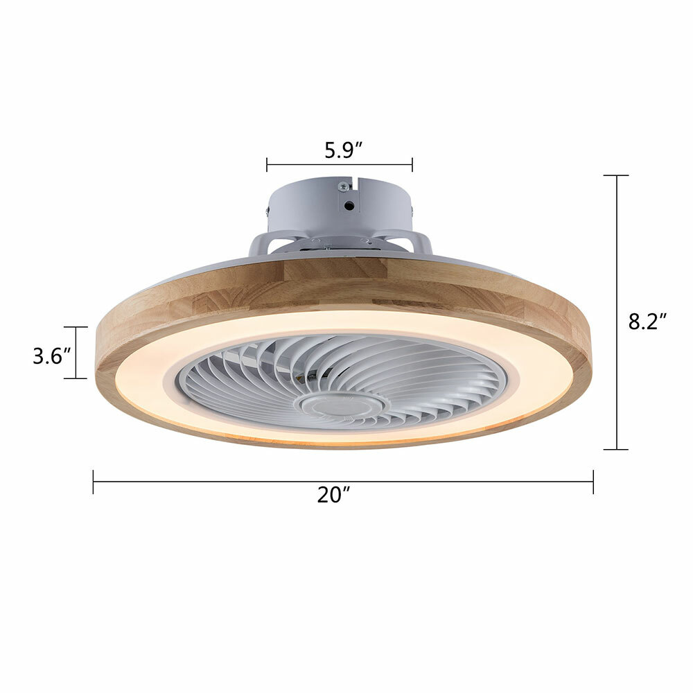20" Ceiling fan Light With Remote Control LED Indoor Ceiling Fan Lamp Invisible