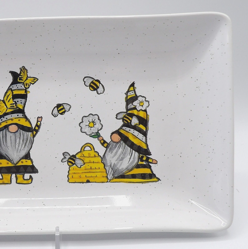 FALL GNOMES RECTANGULAR PLATTER BY HEARTLAND HIVE NEW
