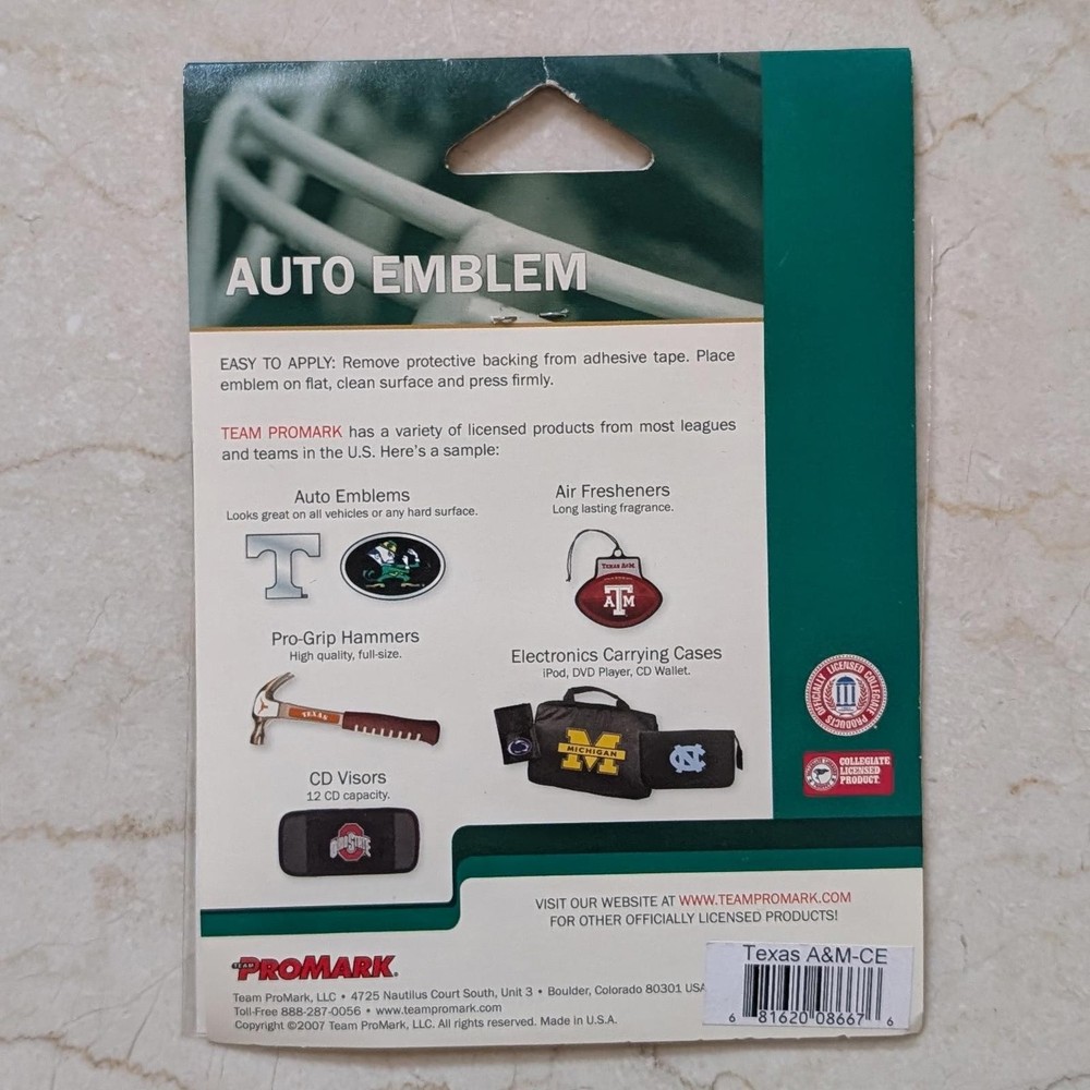 Texas A&M Auto Emblem Sticker