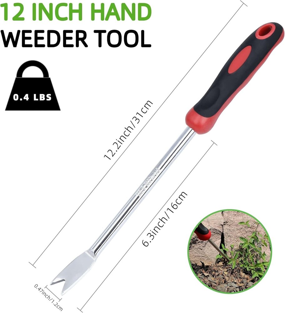 Weed Puller Tool, Dandelion Weeder Puller Tool with Soft Handle, Two-Pronged For